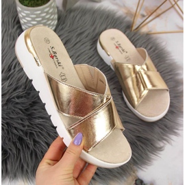 Lakirane papuče S. Barski W OLI159B zlatne zlatni 1