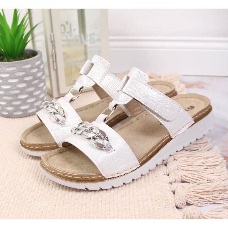 Čičak japanke sa sjajnim lancem Inblu W ARC11 bijeli bijela 2