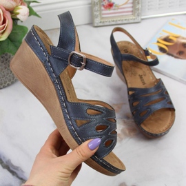 Sandale na klin Jezzi W EVE350B tamnoplave mornarsko plava 1