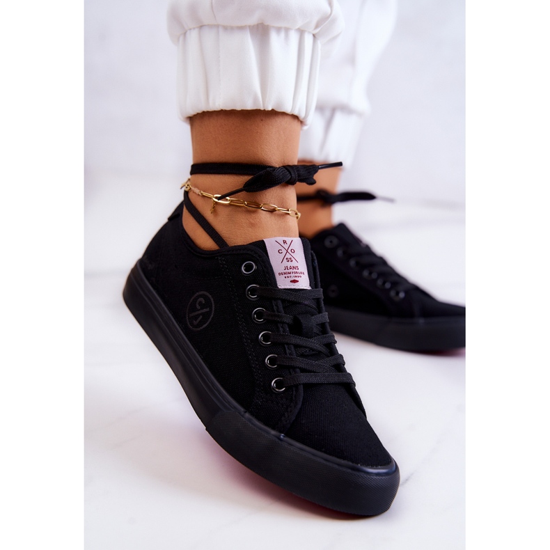 Ženske tenisice od materijala Cross Jeans JJ2R4049C crne crna 2