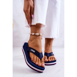 Ženske japanke na klin Big Star JJ274A331 Mornarsko plave plava 1