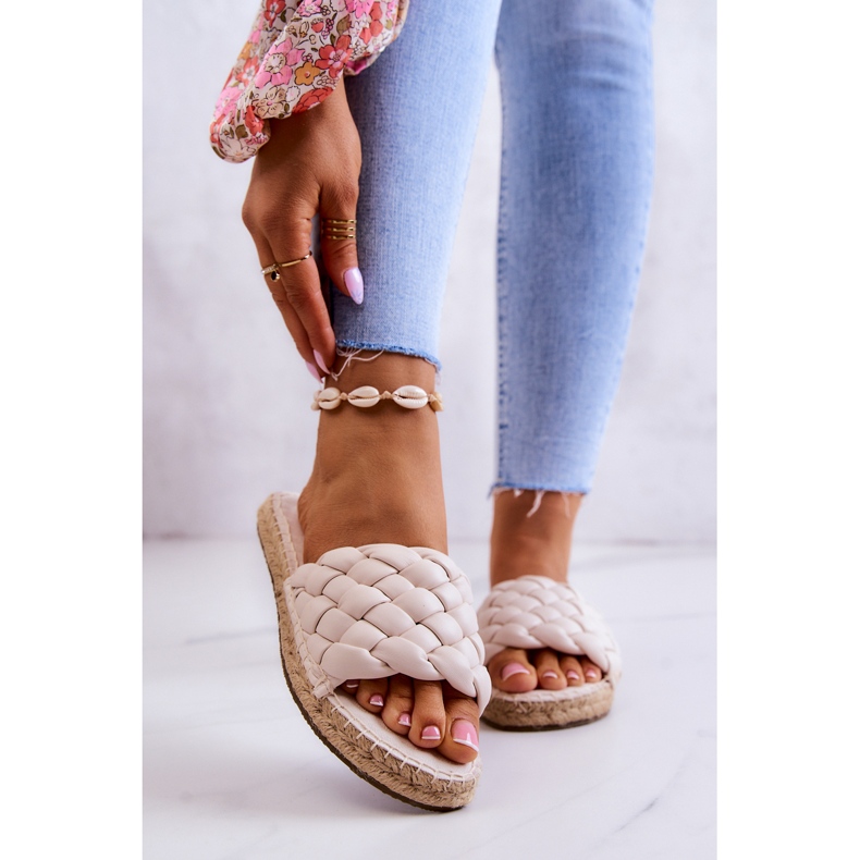 Kožne pletene papuče Big Star JJ274922 Bež 1