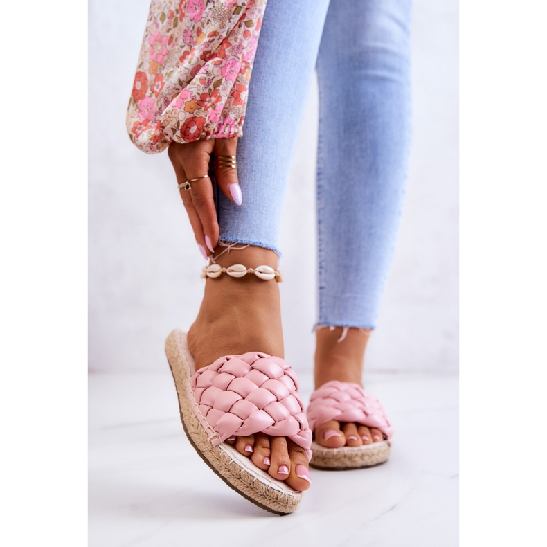 Kožne pletene papuče Big Star JJ274921 Pink ružičasta 1