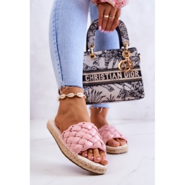 Kožne pletene papuče Big Star JJ274921 Pink ružičasta 2