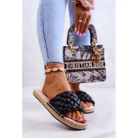 Kožne pletene papuče Big Star JJ274919 crne crna 2