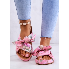 Klasične papuče s cvijećem Big Star JJ274702 Pink ružičasta raznobojna 2