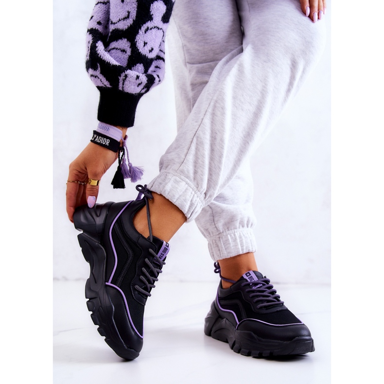 Memory Foam Big Star JJ274786 Crne sportske cipele crno ljubičasta 2