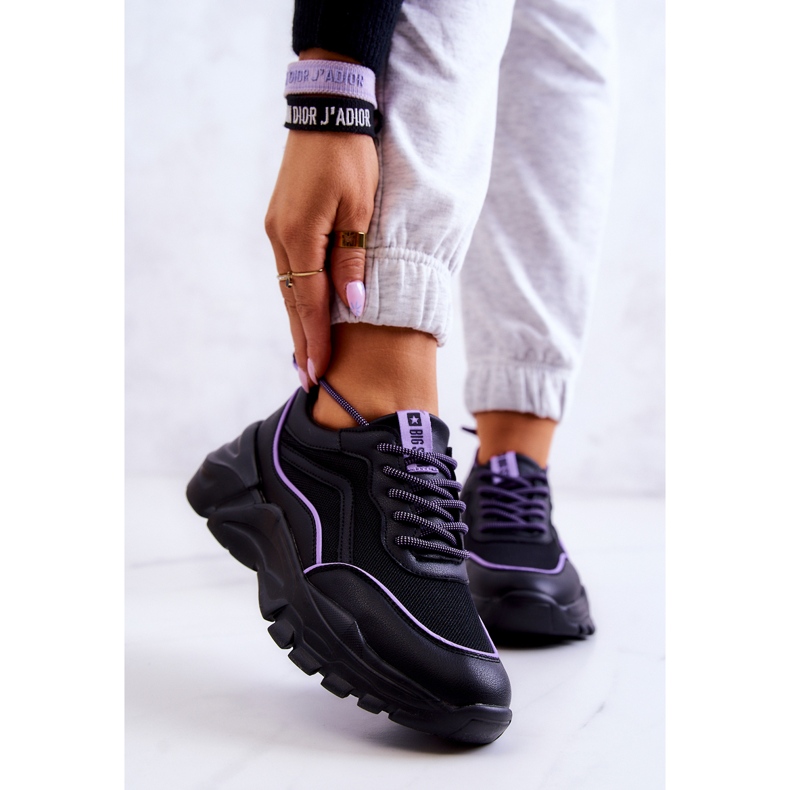 Memory Foam Big Star JJ274786 Crne sportske cipele crno ljubičasta 1