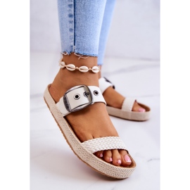 Modne papuče s kopčom Big Star JJ274729 Bijele bijela 2