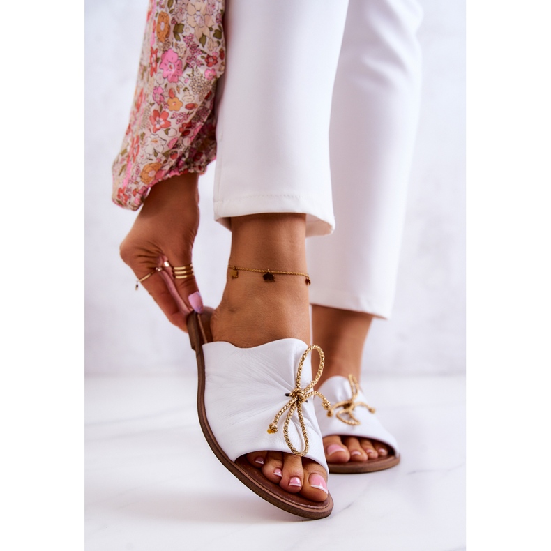 Kožne ženske papuče Nicole 2659/003 Bijele bijela 1