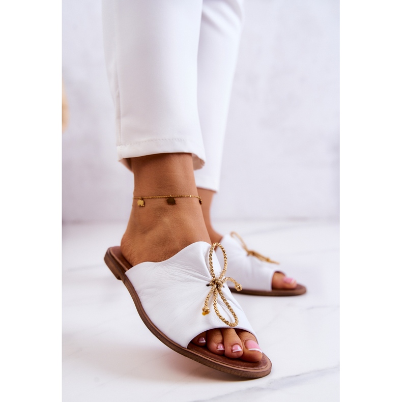 Kožne ženske papuče Nicole 2659/003 Bijele bijela 2