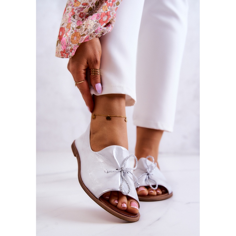 Kožne ženske balerinke Nicole 2660/005 bijelo-srebrne bijela 1