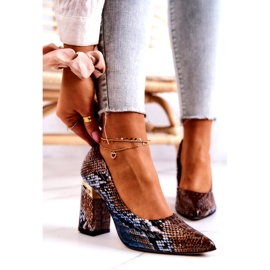 Lewski Shoes Kožne pumpe Lewski Snake 3117 smeđe-plave smeđa plava 1