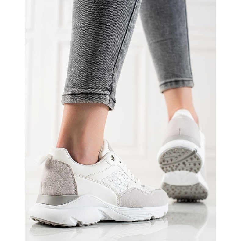 Renda Elegantne tenisice bež bijela srebro 1