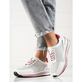 VINCEZA ažurne tenisice bijela crvena 2