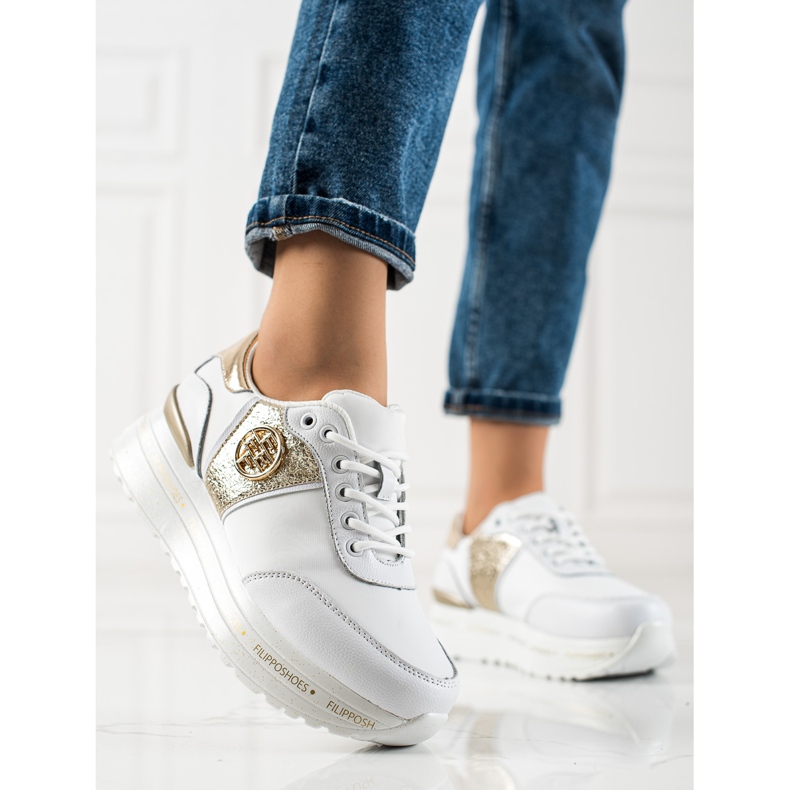 Filippo Modne kožne tenisice bijela zlatna 1