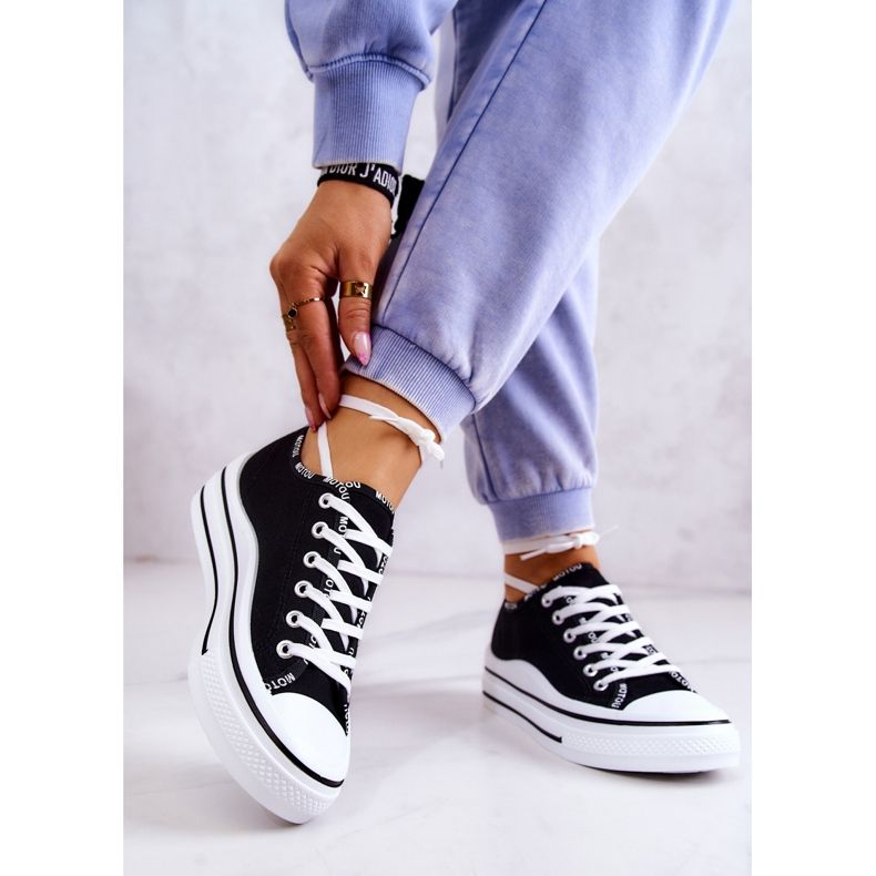 S.Barski Ženske crne menifee vezane tenisice crna 2