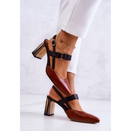 Sergio Leone Moderne kožne pumpe Maciejka 05498-29 Smeđe i crne smeđa 2