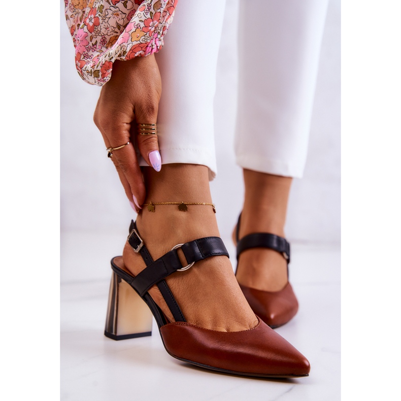 Sergio Leone Moderne kožne pumpe Maciejka 05498-29 Smeđe i crne smeđa 1