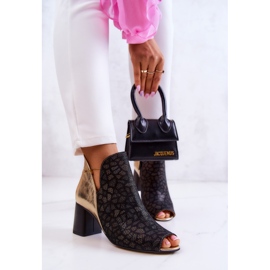 Kožne čizme na stupu Maciejka 05507-01 Crna i zlatna crno 2