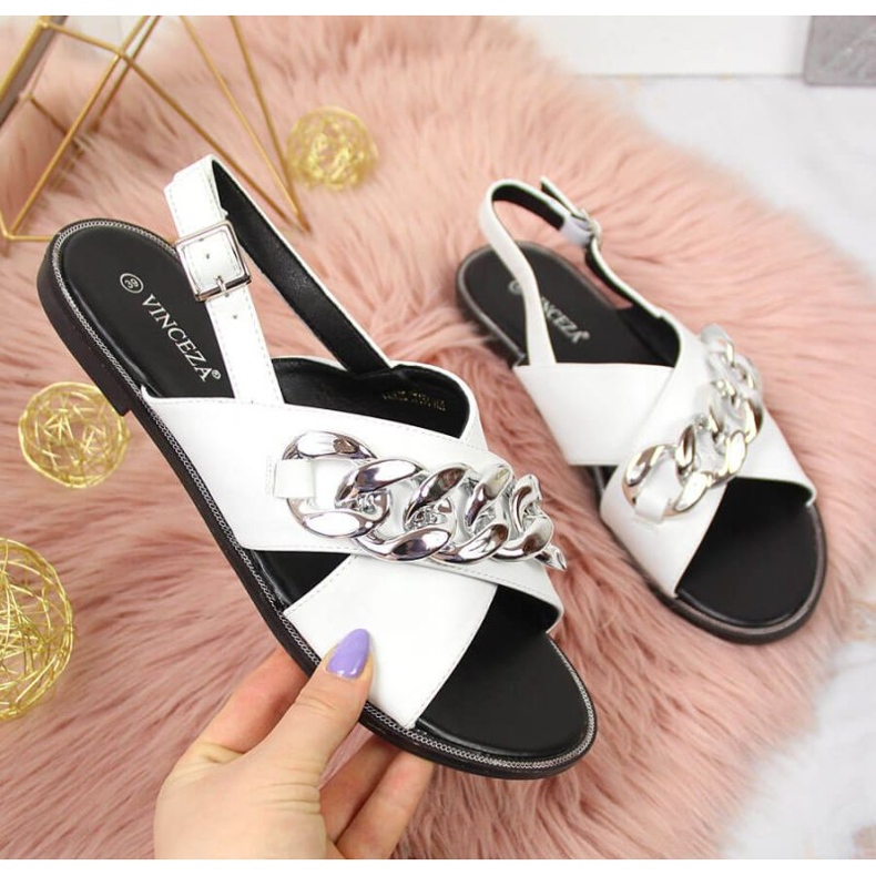 Sandale s lančićem Vinceza W JAN116B bijele bijela 1