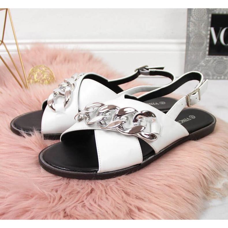 Sandale s lančićem Vinceza W JAN116B bijele bijela 2