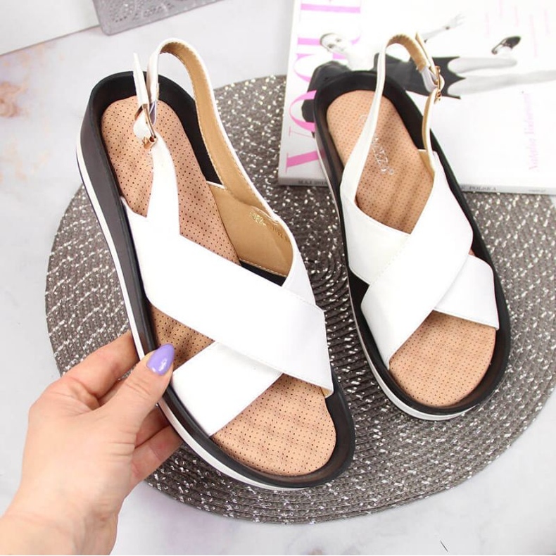 Sandale na klin Vinceza W JAN117B bijele bijela 1