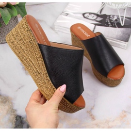 Papuče na klin Vinceza W JAN98A crne crna 1