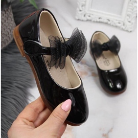 Velcro balerinke s mašnom Vinceza Jr JAN100A crne crno 1