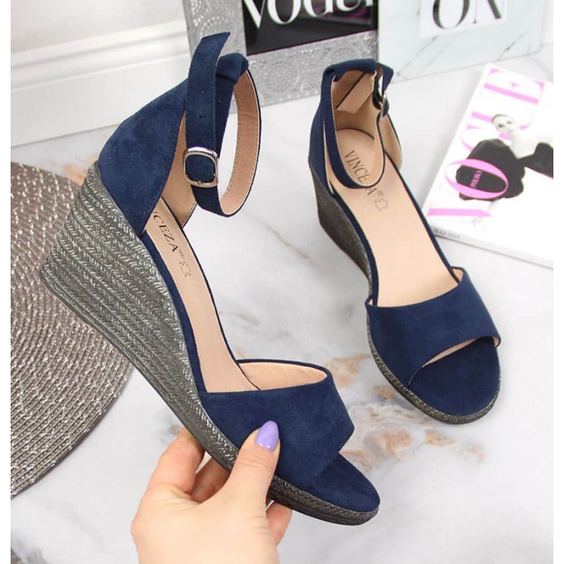 Sandale na klin Vinceza W JAN104A tamnoplave mornarsko plava 1