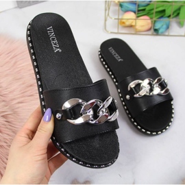 Crne Vinceza W JAN111A papuče sa lancem crna 1