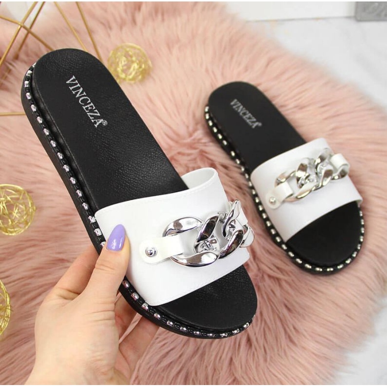 Papuče s lančićem Vinceza W JAN111B bijele bijela 1