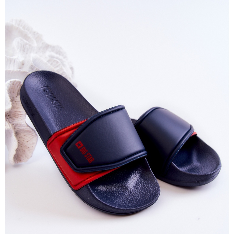 Lagane dječje papuče Big Star JJ374351 Navy Blue crvena tamnoplava 1