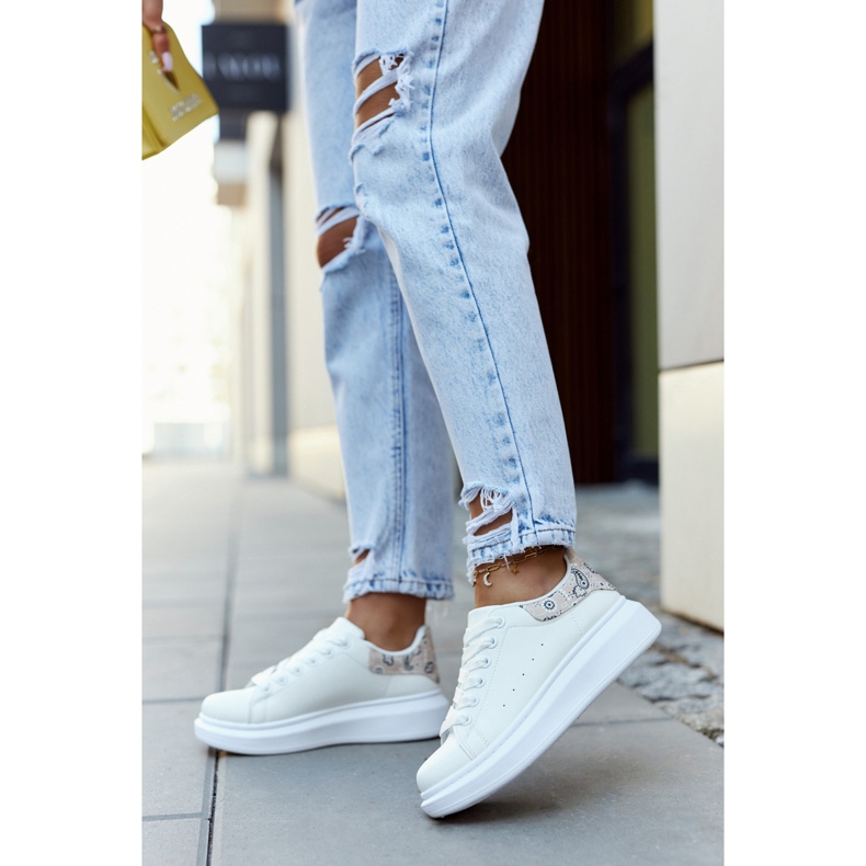 FE1 Klasične ženske sportske cipele bijele i bež boje Meleris bijela 2