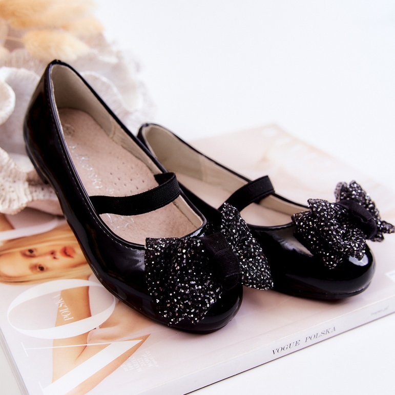 S.Barski Dječje lakirane balerinke s mašnom Black Zolly crna 2
