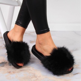 Crne Vinceza W JAN97A krznene papuče crno 2