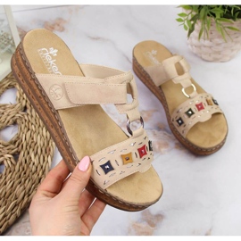 Rieker W RKR517 bež papuče na klin 1