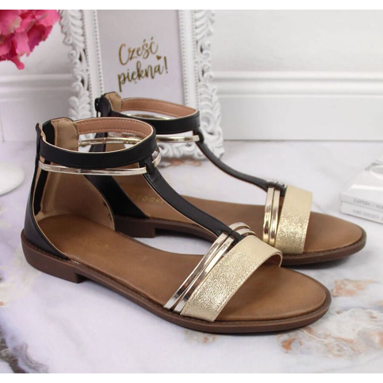 Rimske sandale Potocki W WOL73A crne crna zlatni 2