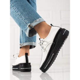 Kožne broge na platformi bijela crno 1