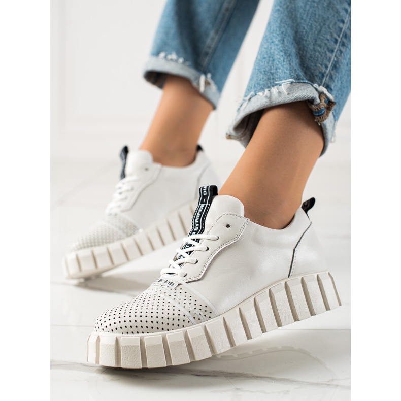 ARTIKER Bijele modne kožne cipele bijela 1