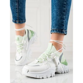 TRENDI Udobne tenisice na vezanje bijela zelena 1