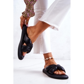 S.Barski Modne ženske kožne papuče crne Savirra crna 2