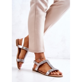 S.Barski Ženske sandale s kamenčićima Silver Julies srebro 1