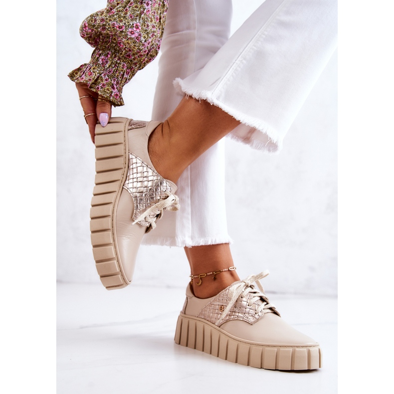 PA1 Kožne cipele na bež platformi za hipnozu 2