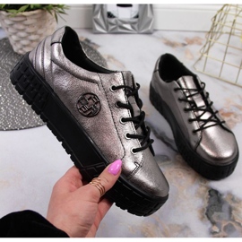 Kožne cipele s platformom Filippo W PAW320B srebrne srebro 1