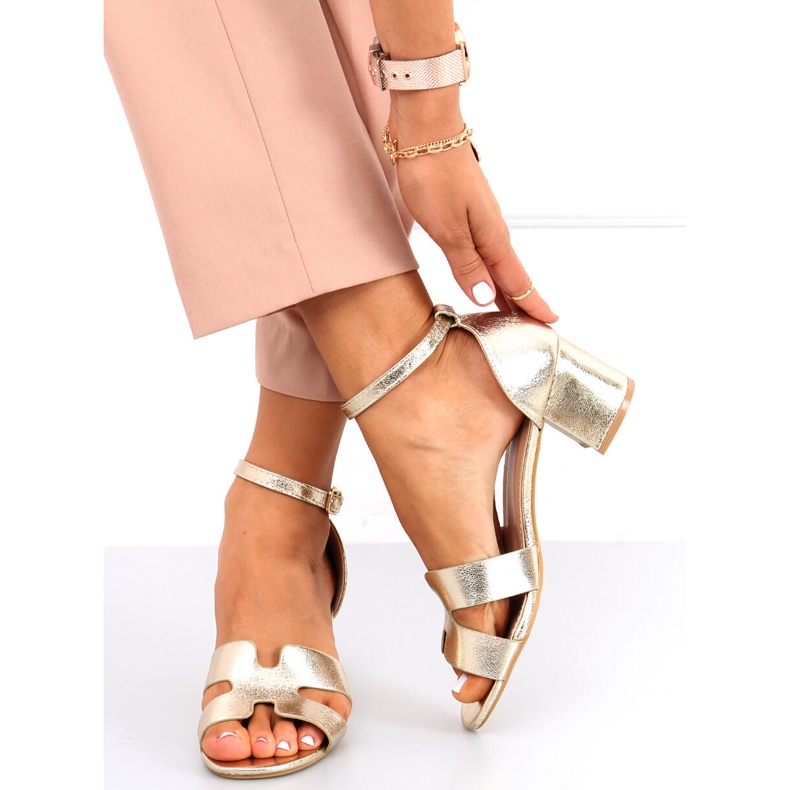 Nabila zlatne sandale na visoku petu zlatni 2