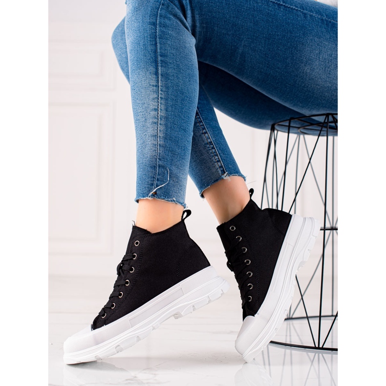 Forever Folie Crne tenisice na platformi crna 1