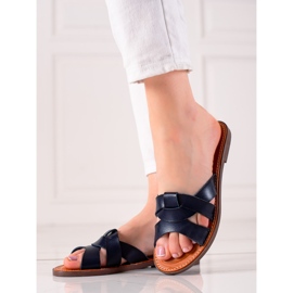 TRENDI Ležerne tamnoplave papuče mornarsko plava 1