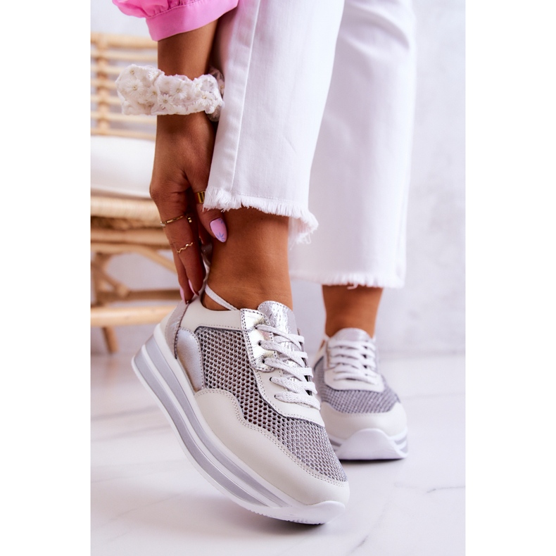 S.Barski Ženske sportske cipele Tenisice bijelo-srebrne Bourne bijela 1