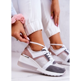 S.Barski Kožne sportske cipele Tenisice na klin Srebrno-siva Elissa ružičasta srebro 1